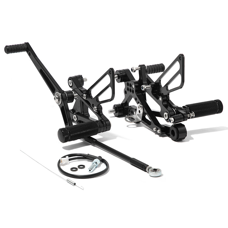 CNC Black Rear Set Adjustable Footpegs for Yamaha YZF-R6 / Yamaha R6 2006-2016 2007 2008 2009 2010 2011 2012 2013 2014 2015