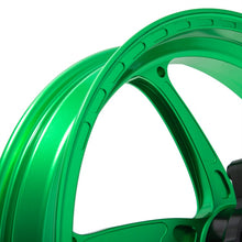 Load image into Gallery viewer, 17x3.5 Front &amp; 17x4.5 Rear Green Forged Aluminum Wheel for Kawasaki Ninja 400 2020-2023