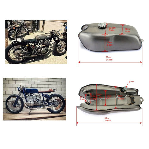 Universal Cafe Racer Gas Fuel Tank 9L 2.4 gal for All Models With This Tank Dimensions